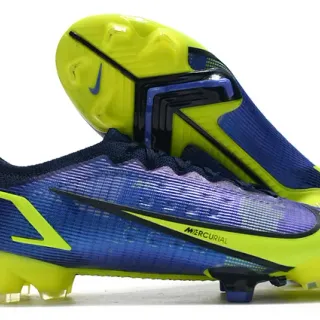 Nike Mercurial Blue Yellow Low-Cut Dynamic Fit Collar Asymmetrical Lacing System Firm-Ground Soccer Shoes