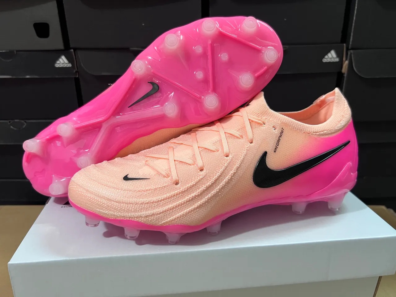 Nike Mercurial Bottes de football dégradé pêche rose Firm-Ground Chaussures de football 4