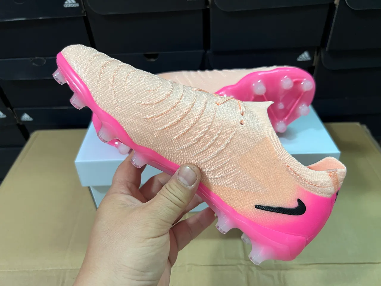 Nike Mercurial Bottes de football dégradé pêche rose Firm-Ground Chaussures de football 8