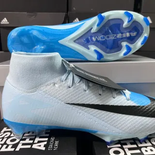 Nike Mercurial Superfly High-Cut Azul Claro Prata Firm-Ground Sapatos de Futebol