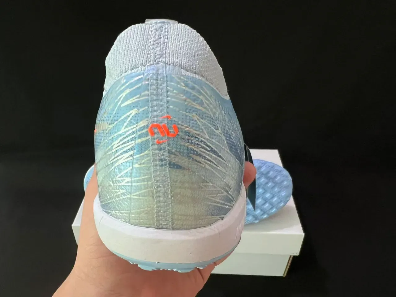Nike Mercurial Zapatillas de fútbol Turf Azul Claro Naranja Iridiscente 3