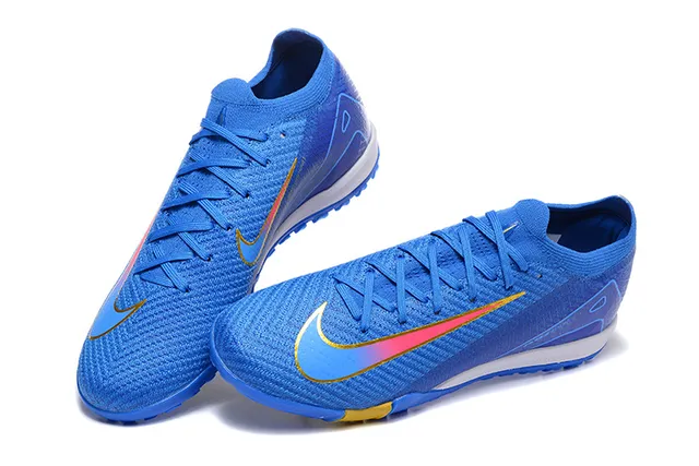 Nike Mercurial Vapor Blue Yellow Flyknit الجزء العلوي Low-Cut Collar ملعب عشب أحذية كرة القدم 2