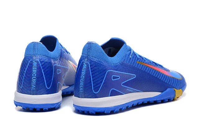 Nike Mercurial Vapor Blue Yellow Flyknit الجزء العلوي Low-Cut Collar ملعب عشب أحذية كرة القدم 3