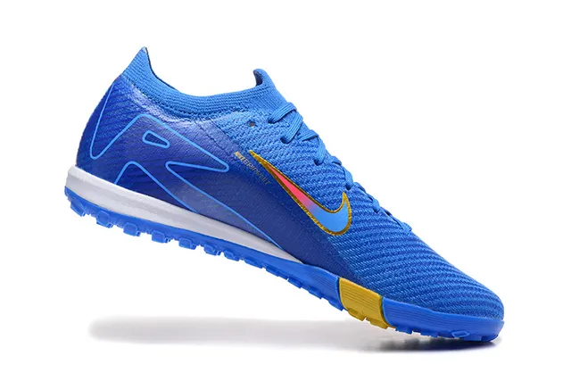 Nike Mercurial Vapor Blue Yellow Flyknit الجزء العلوي Low-Cut Collar ملعب عشب أحذية كرة القدم 4