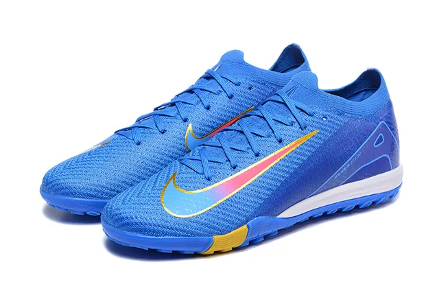 Nike Mercurial Vapor Blue Yellow Flyknit الجزء العلوي Low-Cut Collar ملعب عشب أحذية كرة القدم 8