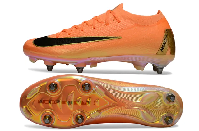 Nike Mercurial Vapor Orange Noir Doré Terrain ferme Chaussures de football 6