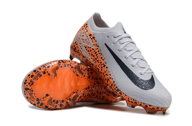Nike Mercurial Vapor ऑरेंज ब्लैक निटेड अपर स्पेकल्ड पैटर्न फर्म ग्राउंड फुटबॉल जूते 2