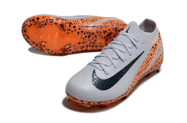Nike Mercurial Vapor ऑरेंज ब्लैक निटेड अपर स्पेकल्ड पैटर्न फर्म ग्राउंड फुटबॉल जूते 3