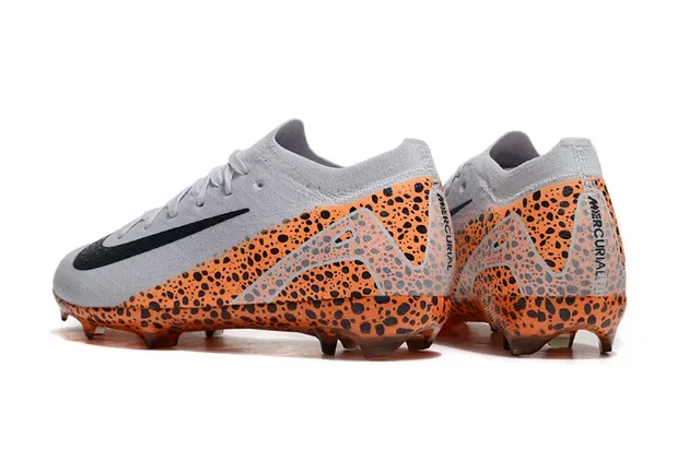 Nike Mercurial Vapor ऑरेंज ब्लैक निटेड अपर स्पेकल्ड पैटर्न फर्म ग्राउंड फुटबॉल जूते 4