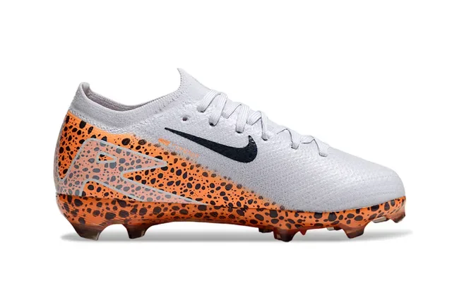 Nike Mercurial Vapor ऑरेंज ब्लैक निटेड अपर स्पेकल्ड पैटर्न फर्म ग्राउंड फुटबॉल जूते 5