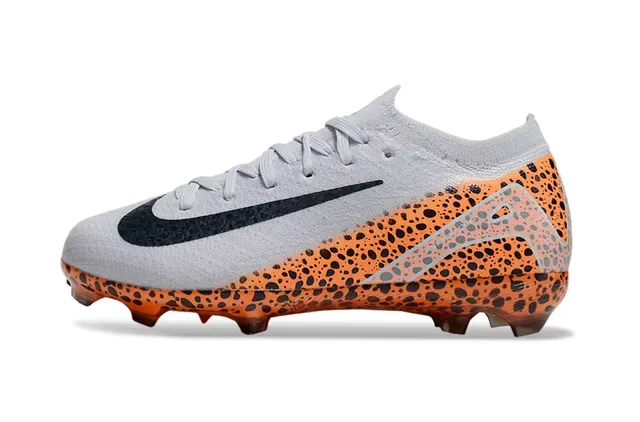Nike Mercurial Vapor ऑरेंज ब्लैक निटेड अपर स्पेकल्ड पैटर्न फर्म ग्राउंड फुटबॉल जूते 6