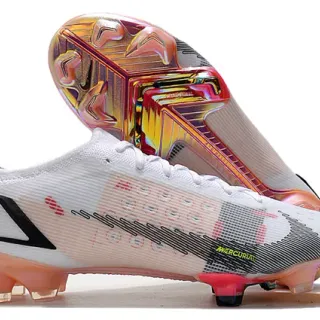 Nike Mercurial White Multicolor Low-Cut Lace-Up Synthetic Mesh Upper Firm-Ground Soccer Shoes