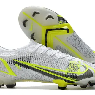 Nike Mercurial White Volt Black Firm-Ground Soccer Shoes