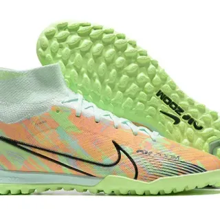 Nike Verde Multicolor Sapatos de Futebol Altos com Ajuste Sock-Fit e Impressão Abstrata para Turf