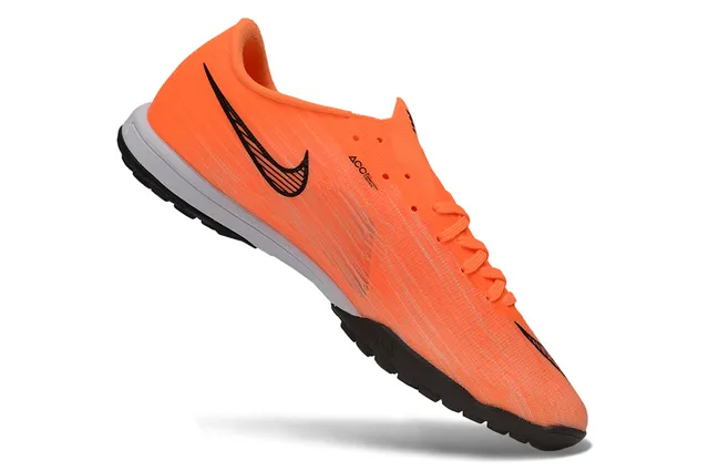 Nike Laranja Preto Flyweave Knit Upper Baixo-Corte Colar Turfe Sapatos de Futebol 2
