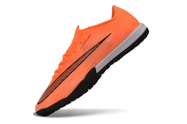 Nike Laranja Preto Flyweave Knit Upper Baixo-Corte Colar Turfe Sapatos de Futebol 3