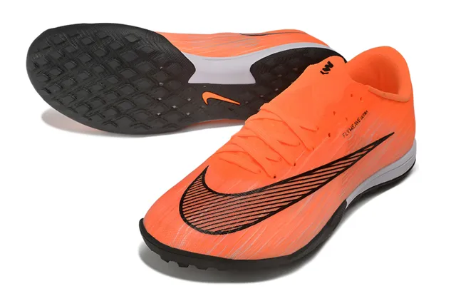 Nike Laranja Preto Flyweave Knit Upper Baixo-Corte Colar Turfe Sapatos de Futebol 4
