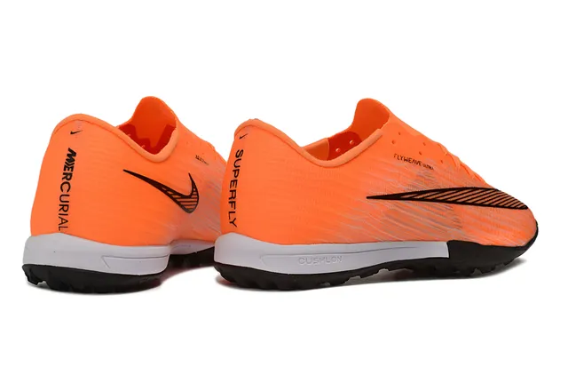 Nike Laranja Preto Flyweave Knit Upper Baixo-Corte Colar Turfe Sapatos de Futebol 5