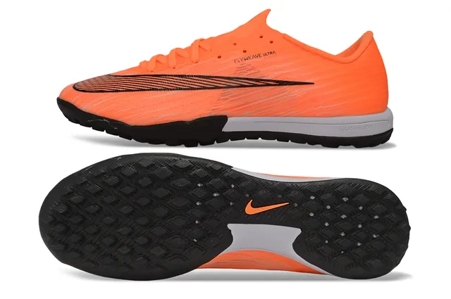 Nike Laranja Preto Flyweave Knit Upper Baixo-Corte Colar Turfe Sapatos de Futebol 6