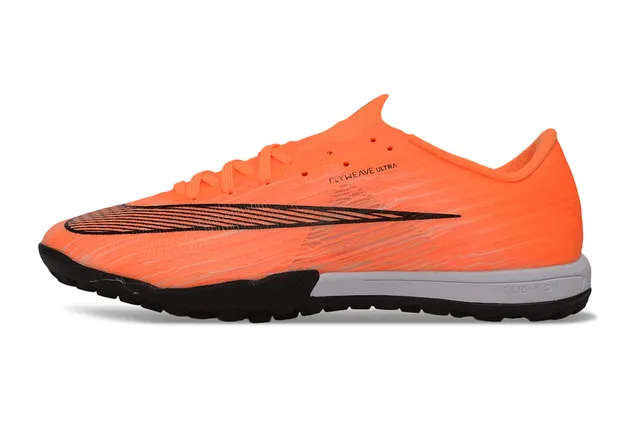 Nike Laranja Preto Flyweave Knit Upper Baixo-Corte Colar Turfe Sapatos de Futebol 7