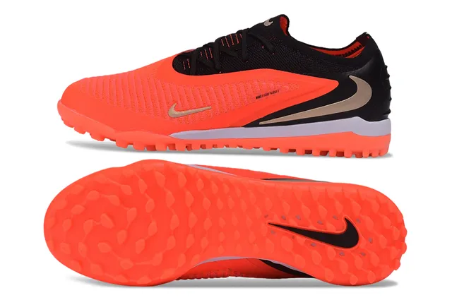Nike Orange Black Low-Cut Shoe Asymmetrical Lacing System Turf Soccer Shoes 5