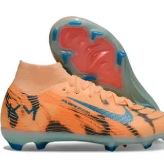 Nike Laranja Azul Chuteiras de Futebol de Corte Alto com Upper Sintético para gramado firme