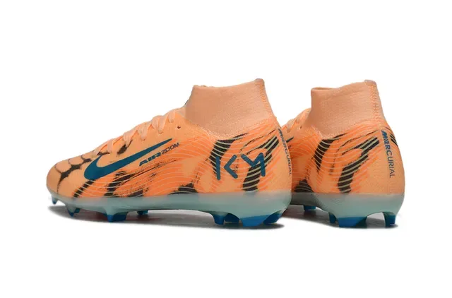 Nike Naranja Azul Botines de Fútbol de Corte Alto con Upper Sintético para Césped Firm 2