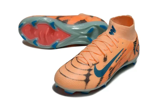 Nike Naranja Azul Botines de Fútbol de Corte Alto con Upper Sintético para Césped Firm 6