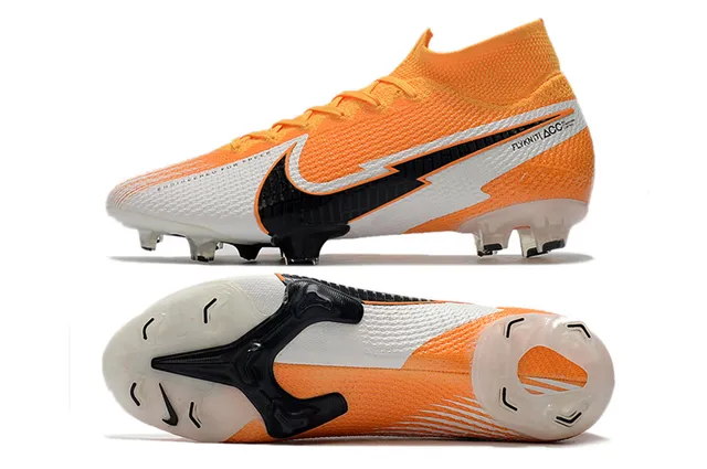 Nike Orange White Knit Upper Asymmetric Lacing Firm-Ground Soccer Shoes 2