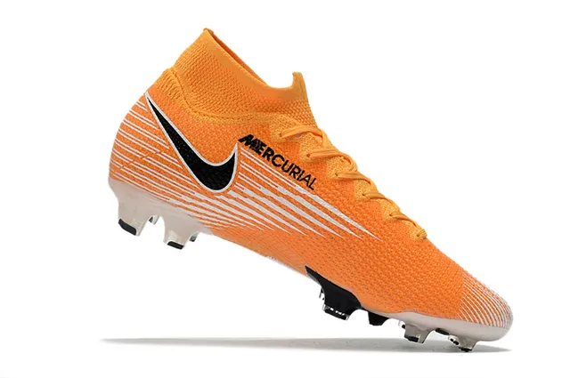 Nike Orange White Knit Upper Asymmetric Lacing Firm-Ground Soccer Shoes 3