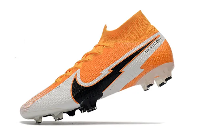 Nike Orange White Knit Upper Asymmetric Lacing Firm-Ground Soccer Shoes 4