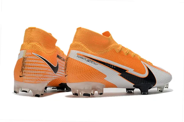 Nike Orange White Knit Upper Asymmetric Lacing Firm-Ground Soccer Shoes 7