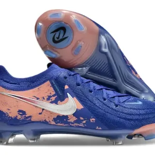 Nike Phantom GT Sapatos de Futebol Azul e Coral Distressed Knit Firm-Ground