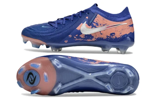 Nike Phantom GT नीला और कॉरल Distressed Knit Firm-Ground फुटबॉल जूते 6