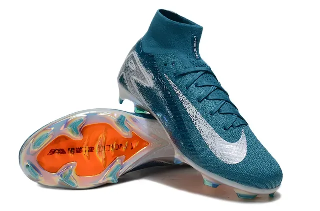 Nike Phantom GT Blue Silver High-Cut Knit Upper Firm-Ground Soccer Shoes 4