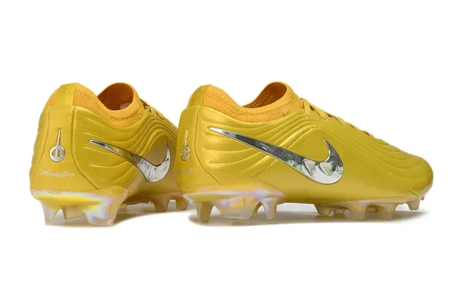 Nike Phantom GT Gold Silver Metallic Synthetic Upper Reflective Swoosh Firm-Ground Soccer Shoes 5