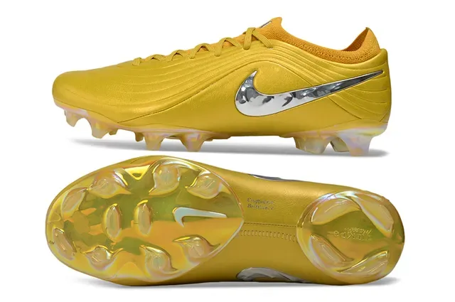 Nike Phantom GT Gold Silver Metallic Synthetic Upper Reflective Swoosh Firm-Ground Soccer Shoes 6