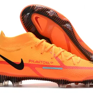 Nike Phantom GT Orange Black High-Top Sock-Fit Collar Firm-Ground Soccer Shoes
