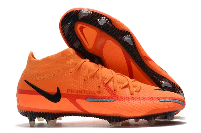Nike Phantom GT Naranja Negro Alta Borde Calcetín Ajuste Césped Firme Zapatillas de Fútbol 2