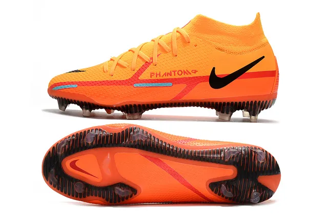 Nike Phantom GT Naranja Negro Alta Borde Calcetín Ajuste Césped Firme Zapatillas de Fútbol 3