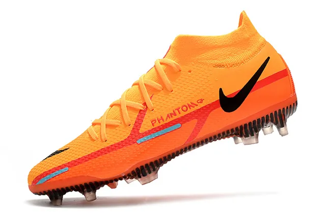 Nike Phantom GT Naranja Negro Alta Borde Calcetín Ajuste Césped Firme Zapatillas de Fútbol 5
