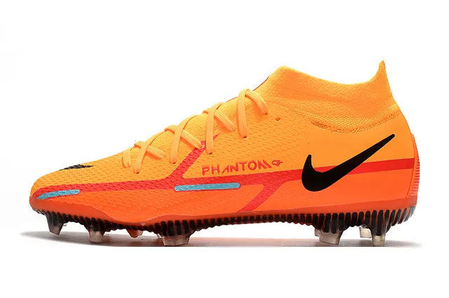 Nike Phantom GT Naranja Negro Alta Borde Calcetín Ajuste Césped Firme Zapatillas de Fútbol 6