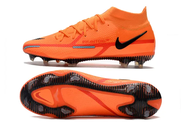 Nike Phantom GT Naranja Negro Alta Borde Calcetín Ajuste Césped Firme Zapatillas de Fútbol 9