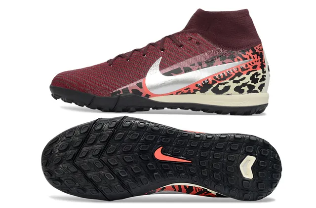 Nike Phantom GT Turf sapatos de futebol com estampado de leopardo borgonha para grama 5