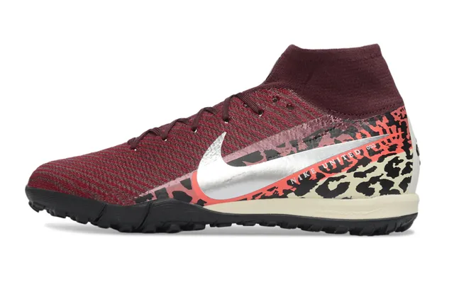 Nike Phantom GT Turf sapatos de futebol com estampado de leopardo borgonha para grama 8
