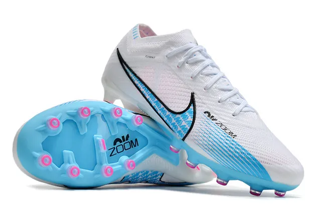 Nike Phantom GT zapatillas de fútbol blanco y azul con upper Flyknit, de corte bajo en tobillo Firm-Ground 4