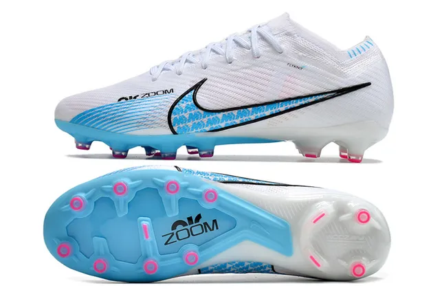 Nike Phantom GT zapatillas de fútbol blanco y azul con upper Flyknit, de corte bajo en tobillo Firm-Ground 6