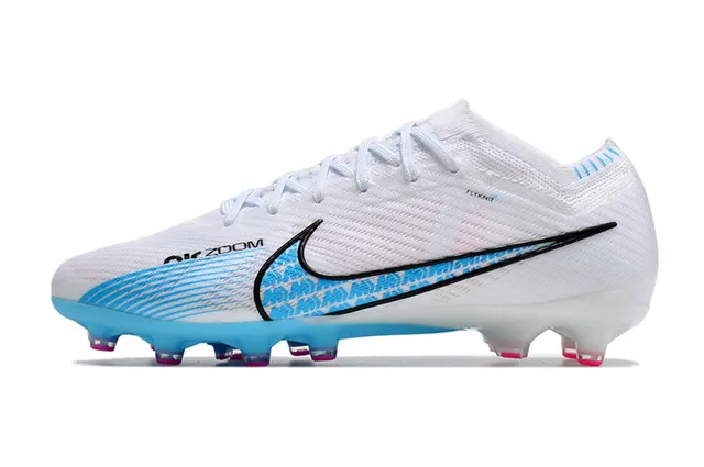 Nike Phantom GT zapatillas de fútbol blanco y azul con upper Flyknit, de corte bajo en tobillo Firm-Ground 7