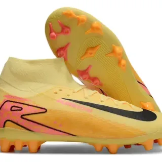 Nike Phantom GT Amarelo Rosa Alto Corte Colar Ajustável Meia Superfície Firme Sapatos de Futebol