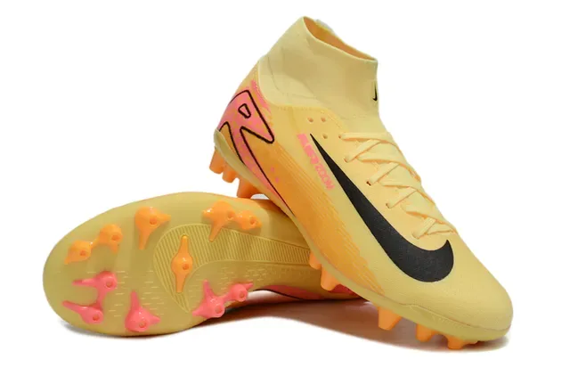 Nike Phantom GT أصفر وردي عالي القطع كولار جوارب أرضية صلبة أحذية كرة القدم 3
